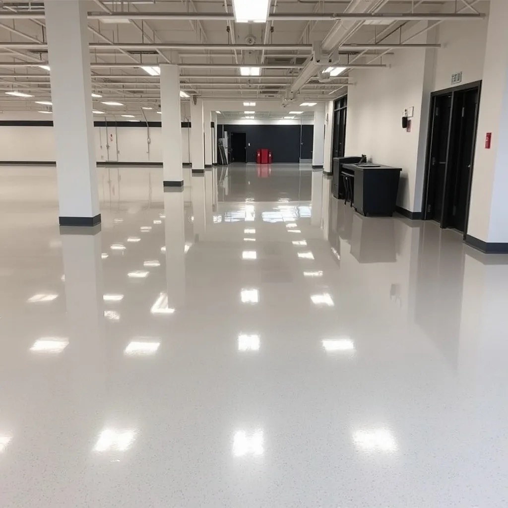Seamless white commercial epoxy floor