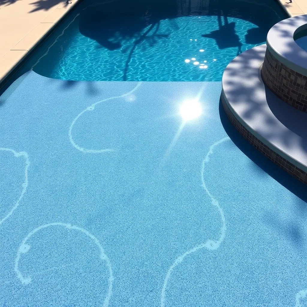 Blue quartz coated pool deck